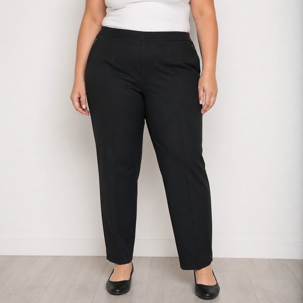 J.Jill‎ Womens Black Side Zip Ankle Trousers Plus Size 20 Cotton Tencel Blend
